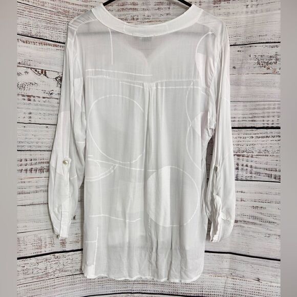 Femme Fatale Top womens Sz S popover made in Italy white sheer sequin Blouse New - Picture 7 of 15